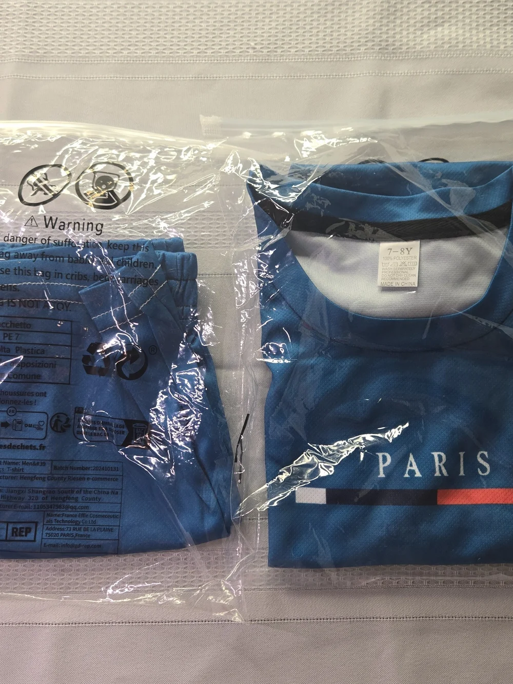 Paris Athletic Tee & Shorts Set - Blue with White & Red Accents